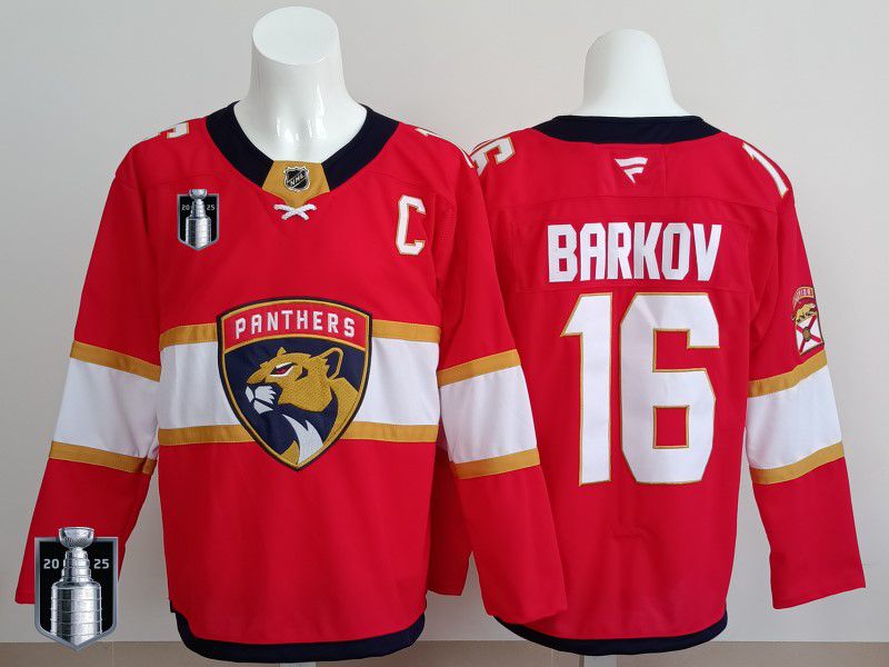 Men 2025 Florida Panthers 16 Barkov Red Fanatics Home Premium NHL Jersey style 5